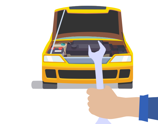 illustration of mechanic and vehicle